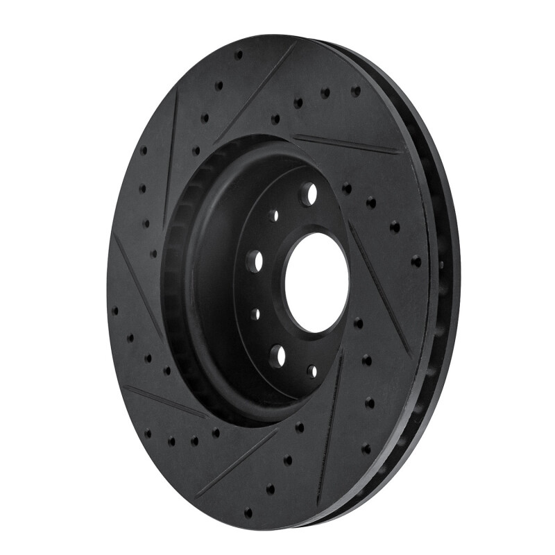 Cadillac CT5 Brake Rotor (1) - Front Right - R1 Concepts - Drilled & Slotted - Black - `16-`25